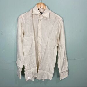 Phineas Cole Linen Button Down Dress Shirt Sz‎ S Beige